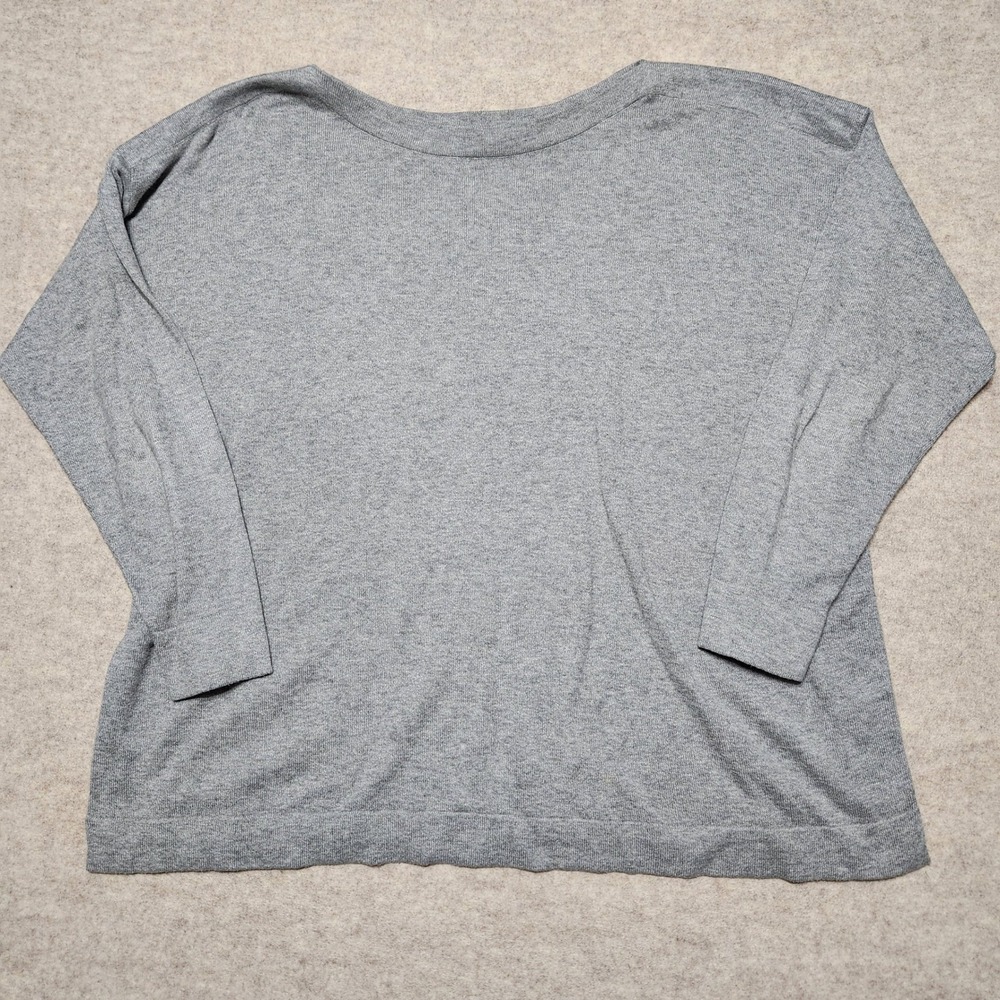 Eileen Fisher‎ Gray Organic Cotton Knit Top Long Sleeve Womens Large